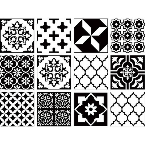 24 stickers muraux et carrelages de style mexicain, 15 cm x 15 cm, détachables et adaptés à la décoration murale de la cuisine et de la salle de bain. (1/5)