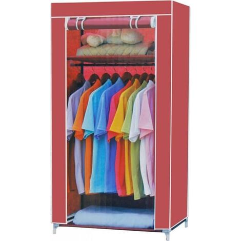 TrAdE Shop Traesio - Armadio Guardaroba Tessuto Tnt Salvaspazio 60x45x150cm Appendiabiti Organizer Scaffali 69066 - (1/3)