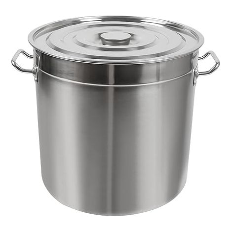 50/70/98 L Marmite Traiteur Inox 0.8 mm Epaisseur Grande Marmite Argent Moderne Faitout Inox Convient pour Mijoter sur des Plaques de Cuisson à Gaz des Plaques à Induction etc (50 L)
