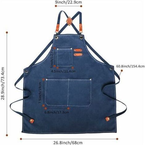 Tablier De Cuisine - Toile Robuste - Poches Multifonctionnelles - Ajustable Par Cordons - Usage Cuisine Restaurant Jardin Barbecue - 1 Pièce (1/5)