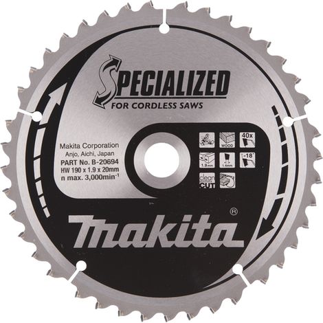 Lame de scie Makita 190x1 9x20 0 mm Z40 -18°