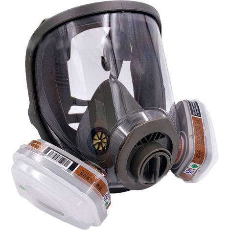 Masque respiratoire intégral 6800 anti-poussière avec filtre en gel de silice, haute protection contre les projections de peinture, les produits chimiques et le formaldéhyde (filtre rond en coton anti (1/5)