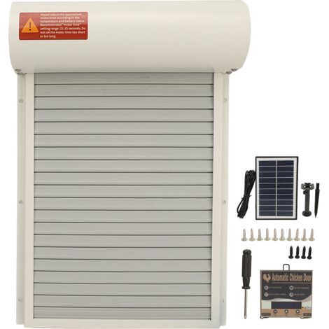 Automatic solar-powered chicken coop door – With timer – Suitable for chickens, ducks, geese – Made of sheet iron and plastic – Easy installation (1/5)