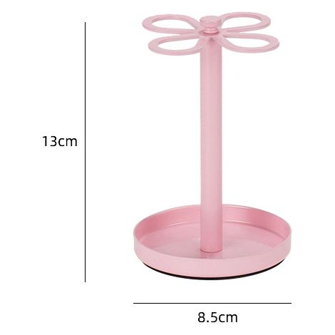 Porte-brosses à dents à 4 compartiments avec trous d'aération et égouttoir — Papillon rose