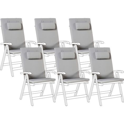 Outdoor Sitzkissen 6er Set JAVA/AMANTEA PREMIUM 50 x 71 cm Hellgrau (1/5)