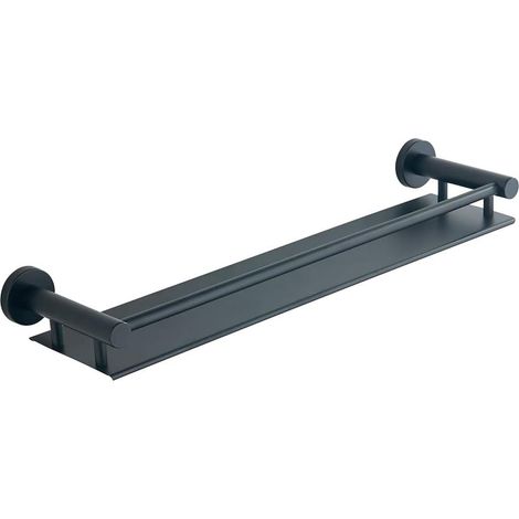 Étagère murale de salle de bain avec rail en acier inoxydable 304 pour décoration de salle de bain (noir mat) (1/5)