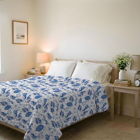 Couvre-lit matelassé d’été en Microfibre Douce imprimée – Couette Printemps-été mi-Saison – Foglie, Double 250x240 cm (1/5)