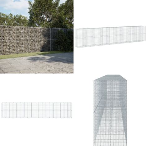 vidaXL Gabione mit Deckel 950x100x200 cm Verzinktes Eisen (1/5)