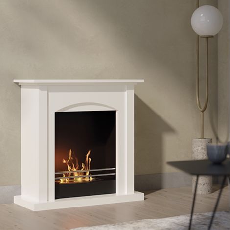 Biocamino de suelo Matera Blanco 2,0 kW – dimensiones compactas 70×70×30 cm, quemador de 1,0 L – Tecno Air System (1/4)