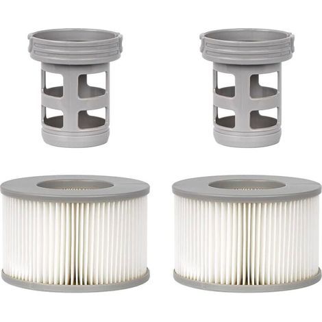 Lot de 2 Accessoires de Spa pour MSP, Comprend 2 adaptateurs de Base à Visser de Rechange, 2 filtres de Piscine gonflables à Ressort, Filtre de Piscine de Type Spa ondulé (1/4)