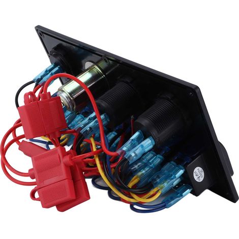 Panneau de 8 interrupteurs à bascule noir avec voyants LED pour bateau, modification auto DC12-24V, boîtier de commande étanche (1/5)