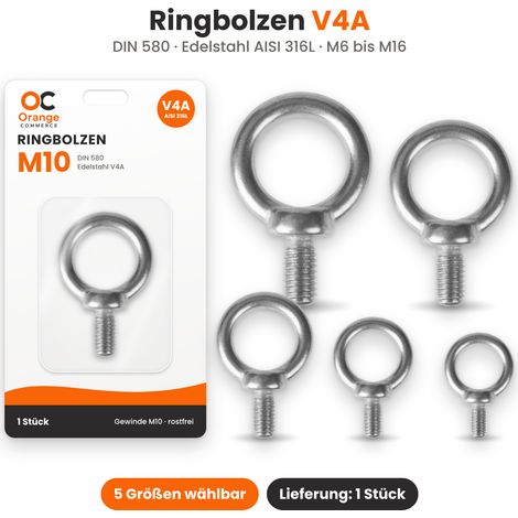 Edelstahl Ringbolzen V4A Augenbolzen Ringschraube Schraube Öse M6 M8 M10 M12 M16 (1/5)