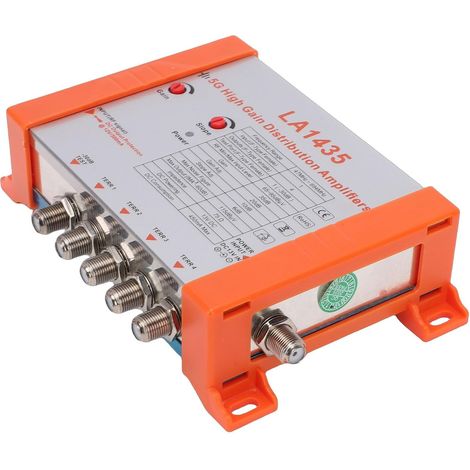 Distribution Amplifier, 4-Way TV Signal Amplifier with High Gain 35 DB and 5G LTE Filter, Antenna for Multiple TVs and Set-Top Boxes (EU Plug) (1/5)