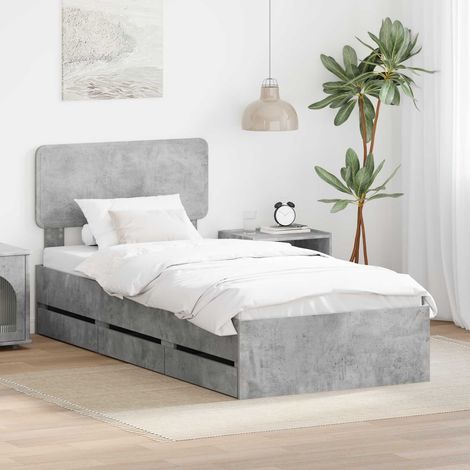 Estructura de cama con cajón Gris Concreto 90 x 200 cm