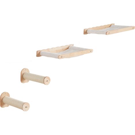 Mophorn Wall Mounted Cat Shelves, Cat Wall Shelves and Perches with Jumping Posts & Hammocks, Cat Furniture Set up to 40 lbs, Removable & Washable Coral Fleece for Sleeping, Playing, Climbing, Set of (1/5)