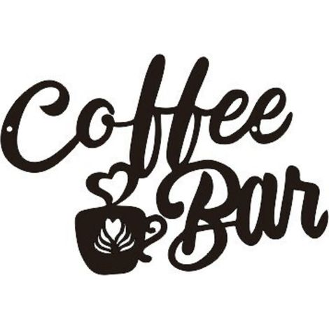 Lntyq Panneau de café en métal noir - Décoration murale à suspendre avec tasse à café - 35 cm - Décoration de cuisine pour maison, station de café, magasin (1/3)