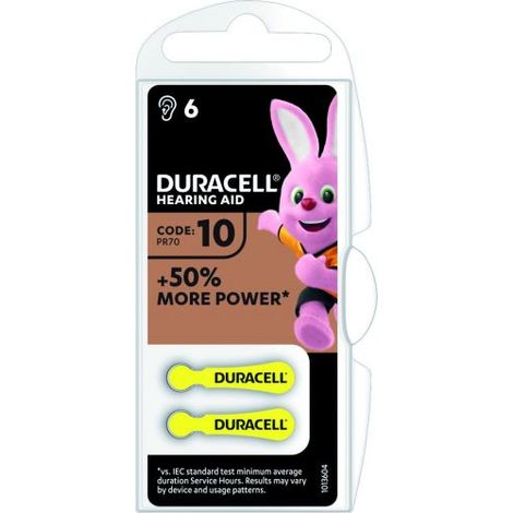 Duracell PILA PER APPARECCHI ACUSTICI 10 6 PZ. 10 CF