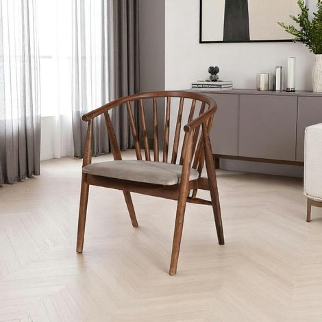 Chaise à barreaux - velours taupe TENA (1/5)