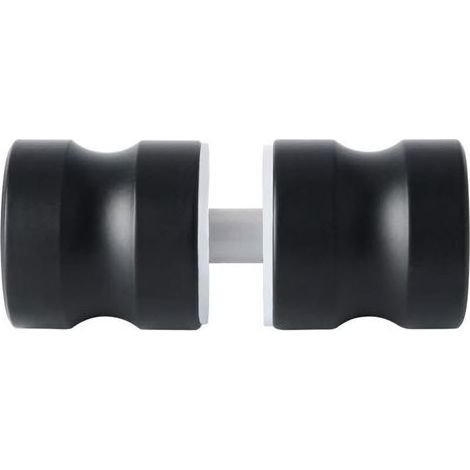 Poignée de porte ronde en acier inoxydable laqué noir mat pour porte en verre ou bois – idéale pour cabine de douche (1/5)