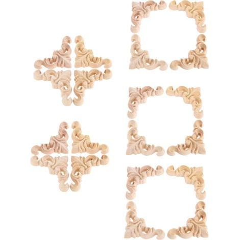 20 pièces de coins en bois sculpté, autocollants d'angle en bois incrustés pour lampes murales, meubles et portes de placards (4 cm). (1/5)