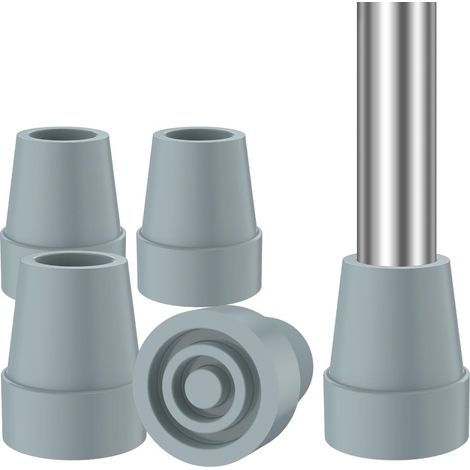 Puntali per bastoni (set da 4), antiscivolo e stabili, diametro 22 mm, puntali di ricambio per bastoni da passeggio e stampelle, gomma ad alta resistenza con rinforzo in carbonio, grigio (1/5)