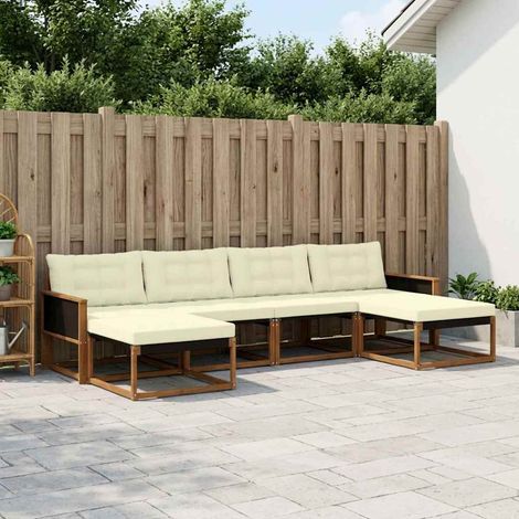 vidaXL Set di divani da esterno con cuscino 6 pcs Naturale e (1/5)