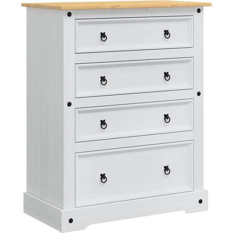 Storage Chests Corona White 92 x 48 x 114 cm Solid Pine Wood vidaXL