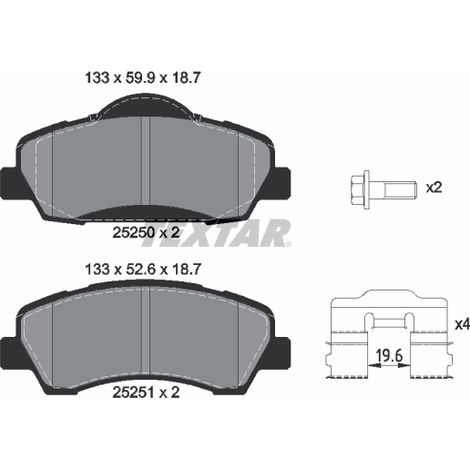 Kit de plaquettes de frein, frein à disque Textar 2525001 CITROËN 1608691380