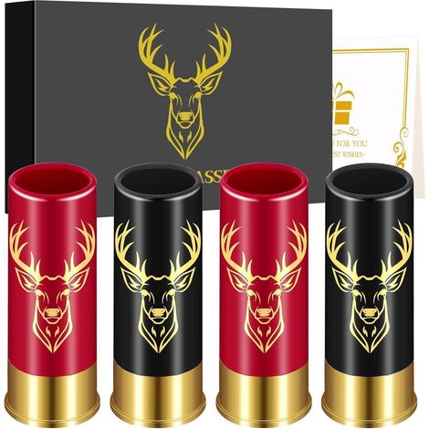Schnapsgläser Hirschkopf 45ml 4 Stück Geschenkbox Hochzeit Vatertag Jäger 12 GA (1/5)