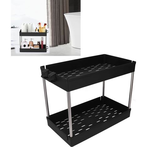 Étagère de rangement portable à deux niveaux élargie pour outils, étagère de rangement sur pied (1/5)