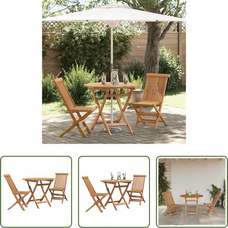 vidaXL Bois d'acacia - Ensemble de salle à manger pour jardin 3 pcs Marron (1/5)