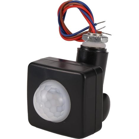 220V Capteur Infrarouge Du Corps Humain Capteur de Corps Infrarouge Interrupteur LED Lumière D'Inondation PIR Capteur de Mouvement Réglable Noir (1/5)