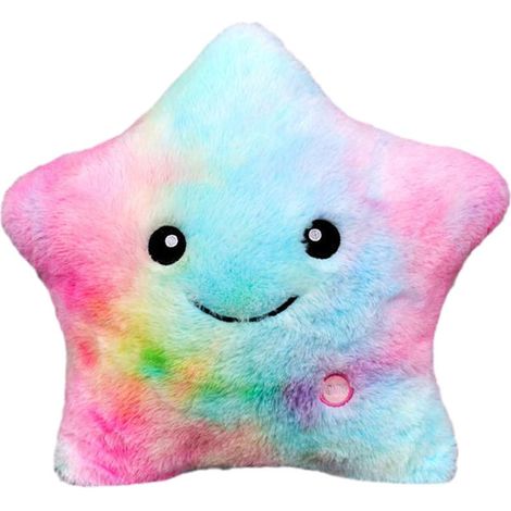 Coussin lumineux créatif en peluche douce avec étoiles colorées, jouet lumineux LED, cadeau pour enfant, taille unique. (1/5)