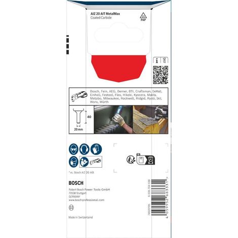 Bosch 5x Hoja de corte de inmersión EXPERT AIZ 20 AIT MetalMax (para Acero, Acero inoxidable, Anchura mm, Professional Accesorios Multiherramienta)