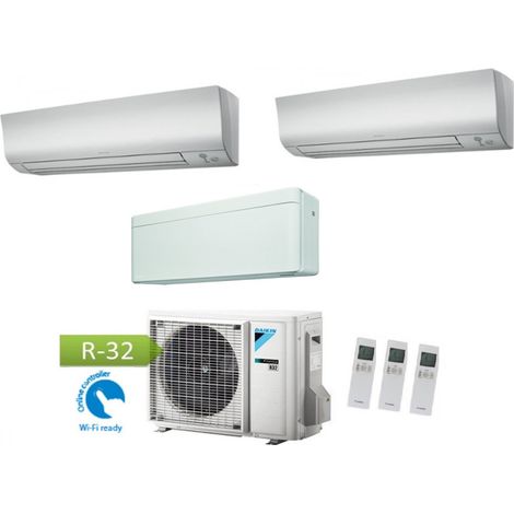 Klimagerät DAIKIN Bluevolution TRIAL SPLIT Inverter Serie FTXN Perfera 9000 + FTXN Perfera 9000 + Stylish 12000 mit 3MXM52M R-32 Wi-Fi 9+9+12 - NEW