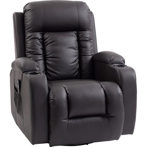 Sillón reclinable con masaje, calefacción y giro, marrón oscuro (1/5)
