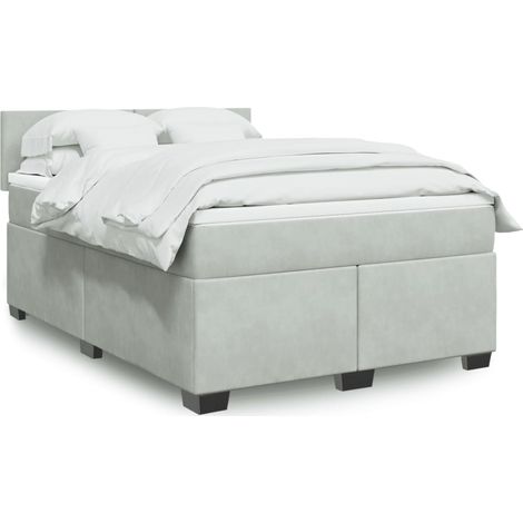 Boxspringbett mit Matratze Hellgrau 140x190 cm Samt (1/5)