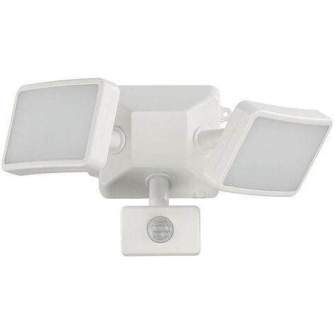Weißer LED-Fluter mit einstellbarem Bewegungssensor, Doppelkopf-LED-Außenstrahler, wasserdicht IP54, 1200 lm, 6500 K Tageslichtweiß, Park, Garage und Eingang (1/5)
