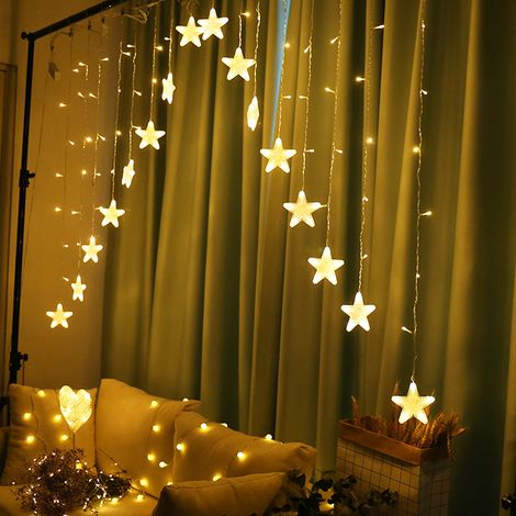 Ortviai Rideau Lumineux Étoilé LED 3 m, 8 Modes, Éclairage Chaud Blanc pour Décoration Intérieure/Extérieure Fêtes et Mariages