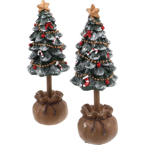 2 Pièces Sapin De Table Décoratif Centre De Table Sapin De Noël Statuettes Miniatures Forme De Canne à Sucre pour (1/5)