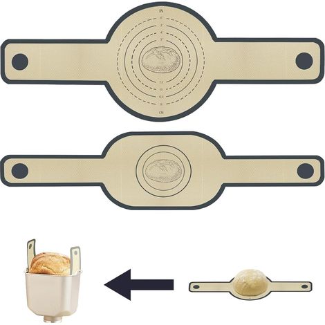 Tapis à pain en silicone pour cocotte en fonte, réutilisable, avec de longues poignées (2 pièces) (1/5)