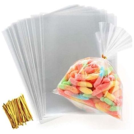 Sac Plastique Transparent 200pcs Sac OPP 15x20cmSachet Bonbon en Cellophane Sachet Transparent Cadeau avec Liens Torsadés 10cm pour Biscuit Bonbons Perles Bijoux Chocolats Cadeau-RAPANDA (1/4)