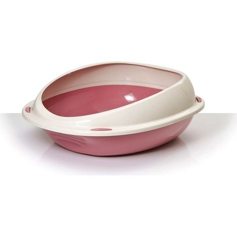 10530 Arenero ovalado Shuttle para gatos con bordes de protección 45cm  Color: Rosa