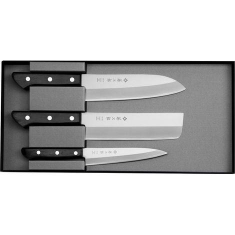 Tojiro Basic VG-10 Küchenmesserset, 3-teilig, Klingenlänge 13,5–16,5 cm