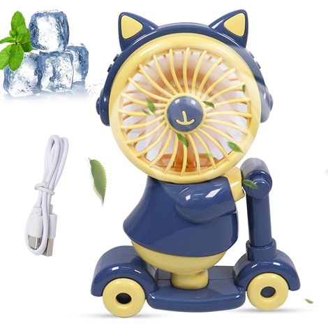 Mini ventilador portátil recargable, pequeño ventilador portátil para niños, ventilador silencioso, artículo kawaii para niños en casa, oficina, al aire libre, cocina, camping. (1/5)