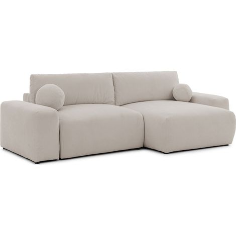 Constance - canapé d'angle réversible 4 places convertible avec coffre en tissu - beige (1/5)