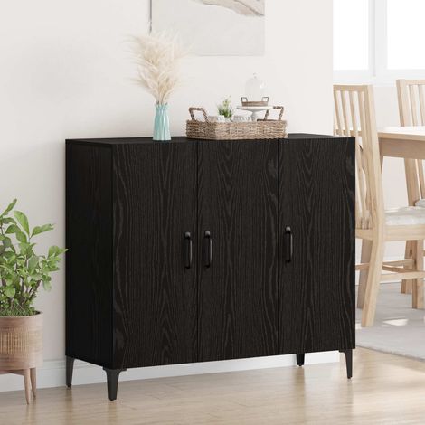 Buffet 3 portes en bois d’ingénierie, chêne noir, 90 x 34 x 80 cm, 28.24kg - PANGIVO (1/5)