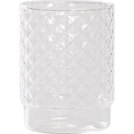 Isolano Set da 4 Tumbler Impilabili in Vetro Borosilicato Trasparente con Decoro Diamantato Artigianale per Tavola e Piano Bar - Collezione Esclusiva