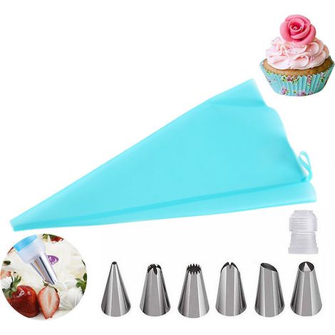 Poches à douille et embouts en TPU, bleus, pour la décoration de gâteaux et la pâtisserie. Accessoires pour la pâtisserie.