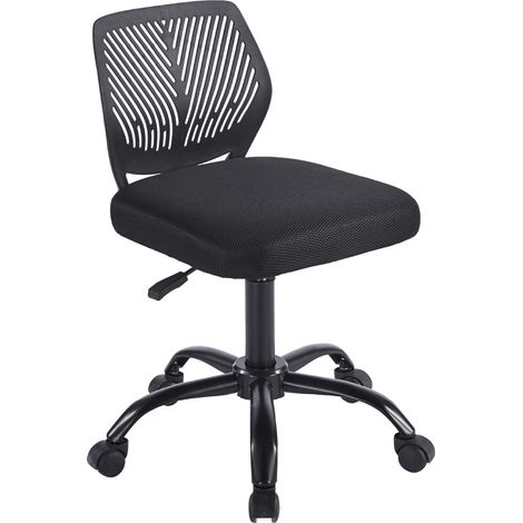 Sedia Ufficio Ergonomica Senza Braccioli, Altezza Regolabile, Schienale Traforato Traspirante, Seduta Imbottita Comfort, Base con Ruote 360°, Portata 150 kg (1/5)